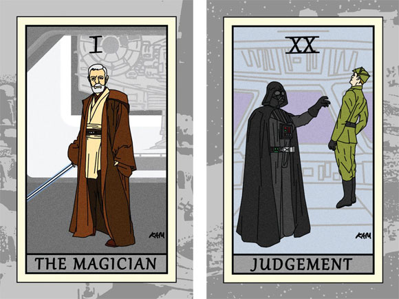 O Mago e o Julgamento em cartas inspiradas pela série Star Wars