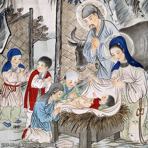 O Natal represenado em imagens chinesas.