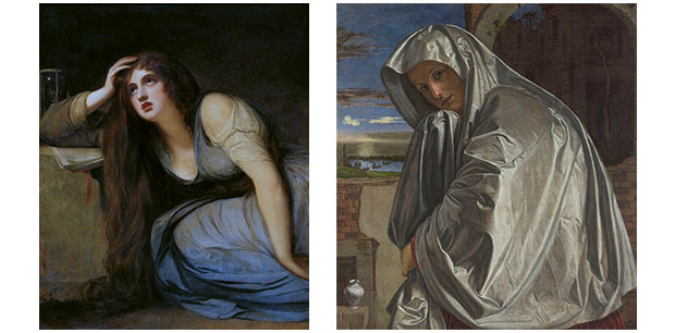 Santa Maria Madalena em pinturas de George Romney e Giovanni Girolamo Salvodo