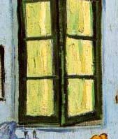 Janela, detalhe da tela de Van Gogh "O quarto do artista em Arles"
